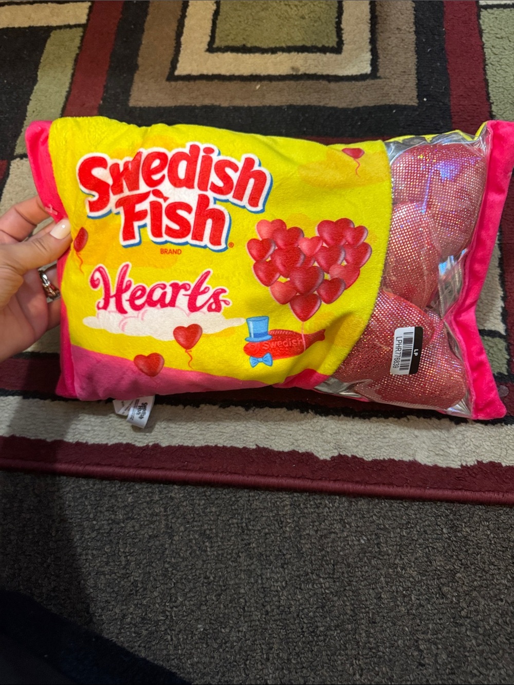 Hearts Plush Pet Pillow - Pink & Yellow